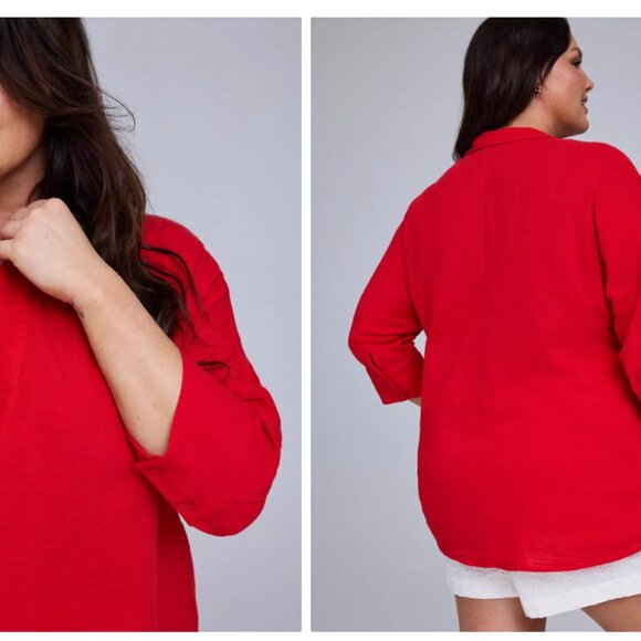 Belle Isle by Torrid Plus Size Cotton Popover Tunic - Picture 7 of 8